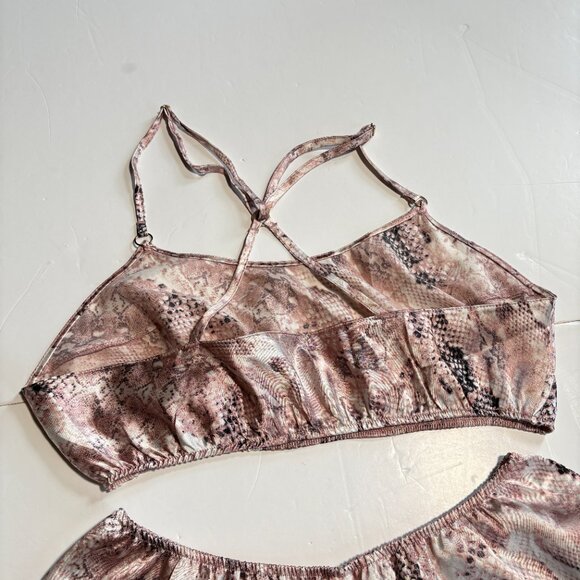 La Senza Two Piece Satin Sleep Set Pink Snake Print Size Medium - Picture 2 of 9